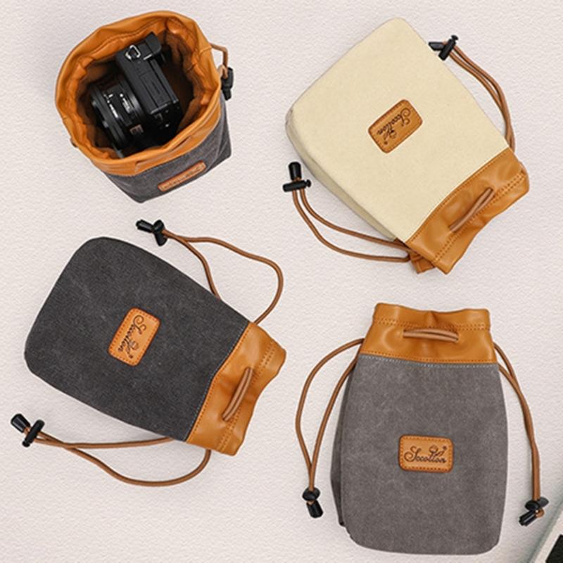Ergonomic DSLR Camera Drawstring Bag Breathable Padding Multiple Small Compartments For Secure Carrying