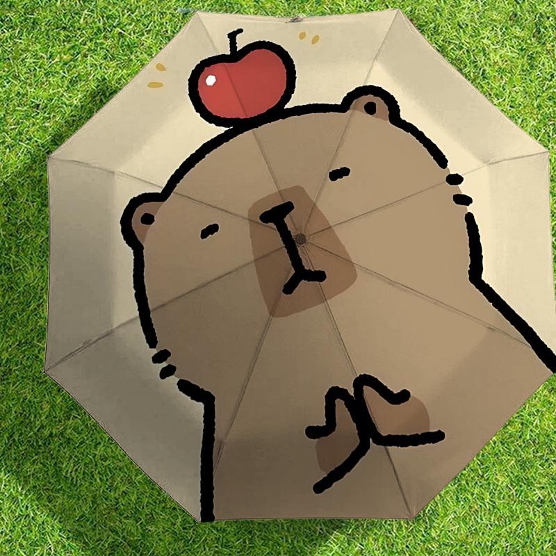 Apple-Topped Bear Day Adventure: Discover Our Lightweight, Durable Umbrella - Perfect for Outdoor Enthusiasts and Travelers Alike 028