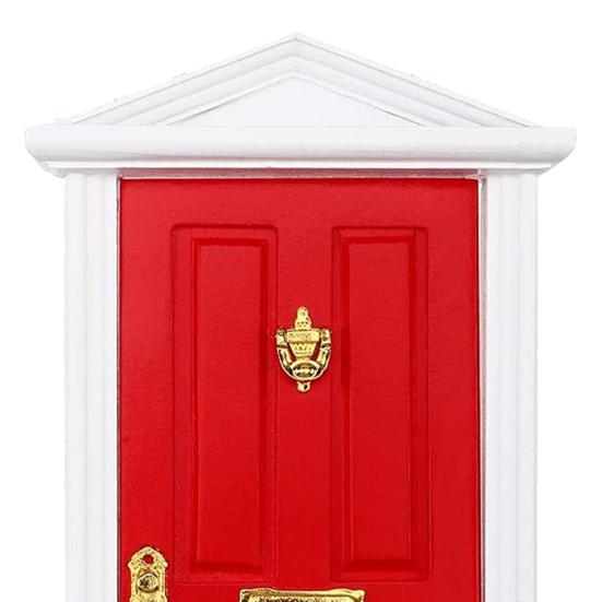 20 Pcs Wooden Miniature Christmas Elf Fairy Door Set Red Magical Tiny Door with Accessories for Dollhouse Fairy Tale Room Decor Holiday Party