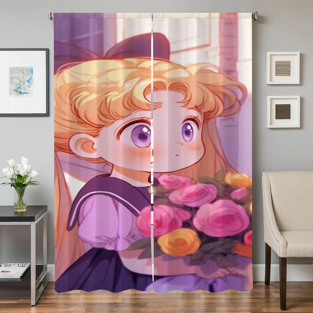 Window Kitchen Curtains for Living Room 2 Pieces Blackout Curtains Door Curtain S-sailor Moon-n Partition Bedroom Decoration