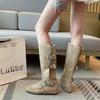 Inner heightening western cowboy boots women's new autumn and winter two-wear foldable belt buckle versatile fashion boots