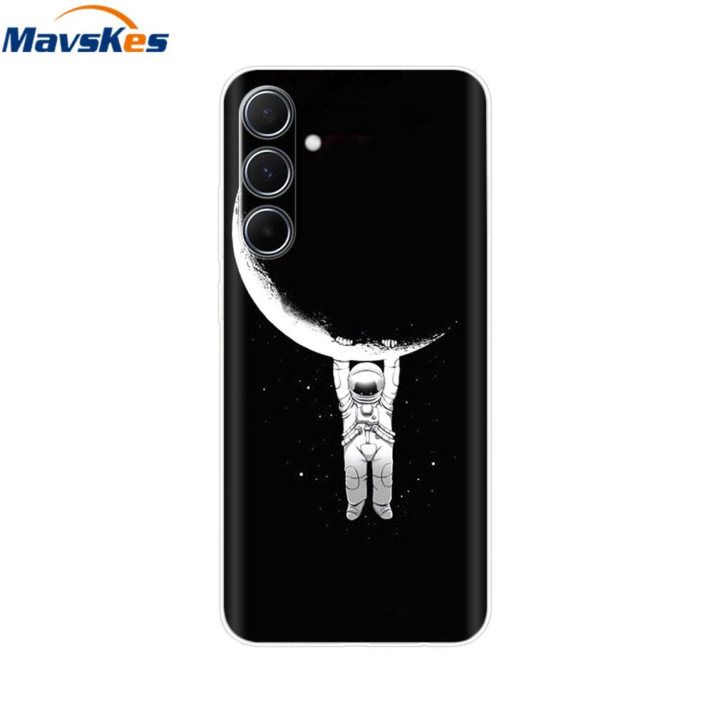 For Samsung Galaxy M35 5G Case Cute Cat Flower Painted Phone Cases For Samsung M35 Case M 35 SM-M356B Silicone Clear TPU Fundas