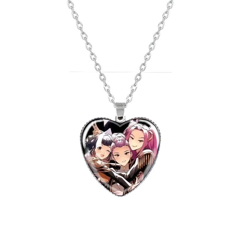 Kpop Demon Hunters Peach Heart Necklace: Anime-Inspired Jewelry for Fans