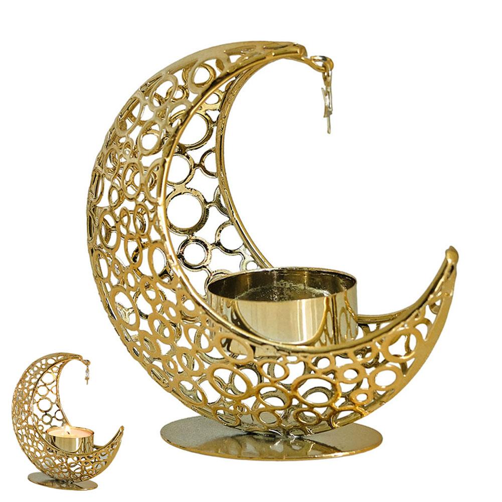 Moon Shaped Metal Incense Burner Decoration Golden Living Room Desktop Aromatherapy Stove Middle Eastern Ornament Decoration