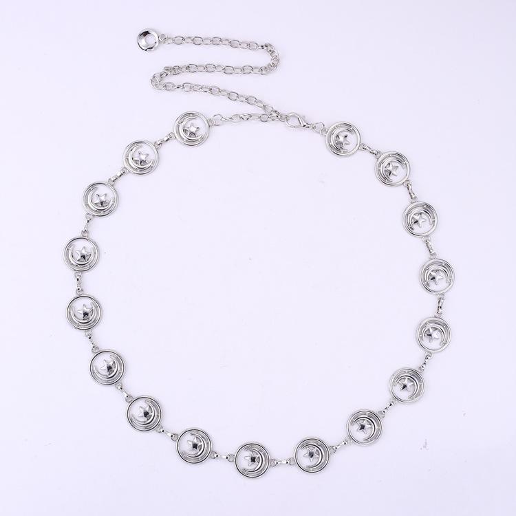 Cinto de Vestido Corrente de Cintura Feminina Decoração Premium Corrente Lua Estrela Cintura