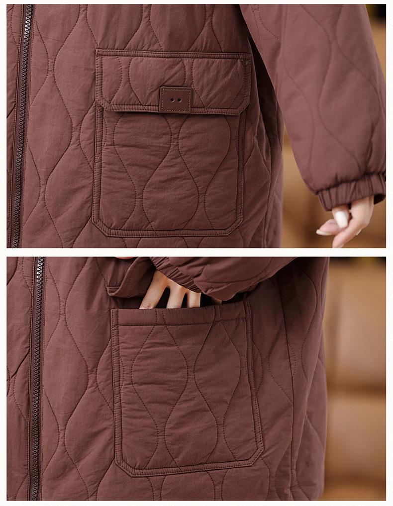 Women's 2024 Winter Fleece-Lined Thick Cotton Coat - Plus Size, Casual, Loose-Fit, Middle-Aged Style.