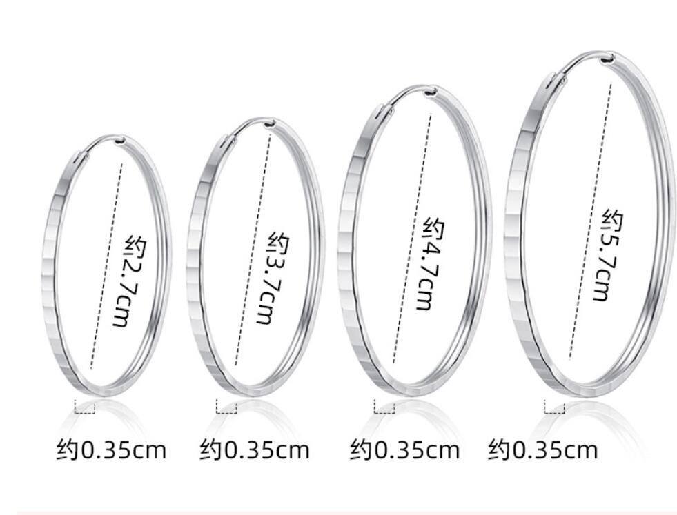 Real 925 Sterling Silve Fashion Inside Diameter 30 40 50 60mm Hoop Earrings For Women Men Personality Jewelry DG0132