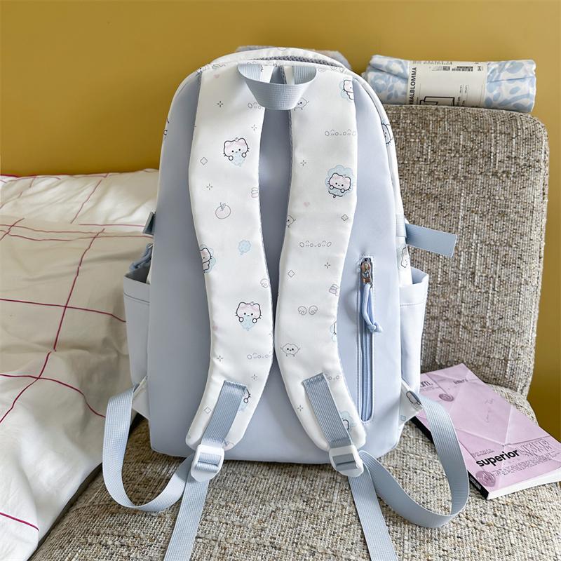 Color Block Cartoon Backpack Commuter Large Capacity Schoolbag Women's Lightweight Backpack