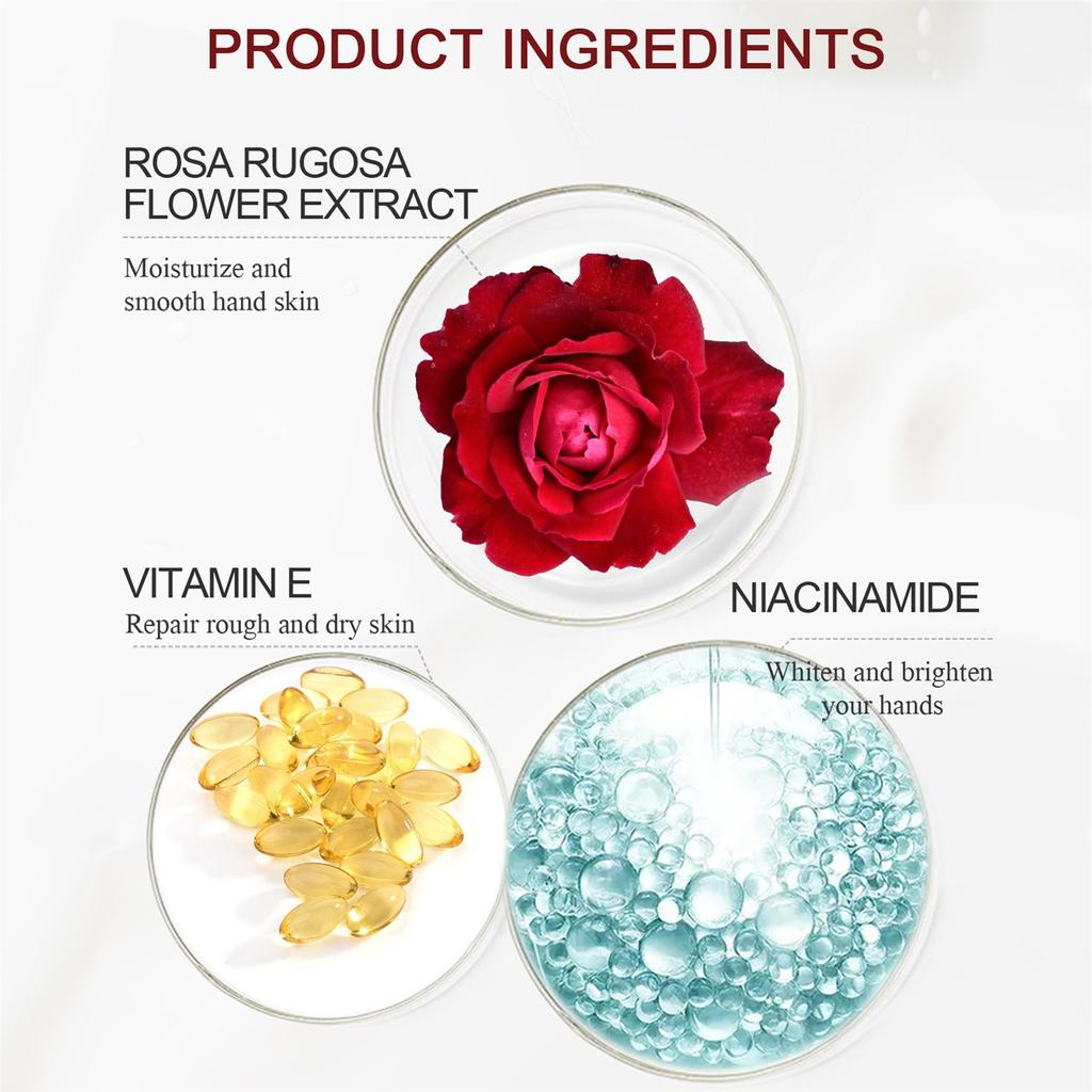Creme de Mãos com Aroma de Rosa 35g, Hidratante Perfumado - Creme de Mãos para Rachaduras