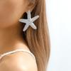 Personality Starfish Pendant Necklace Earrings Metal Texture Beach Style Elegant Clavicle Chain Trendy Female Jewelry