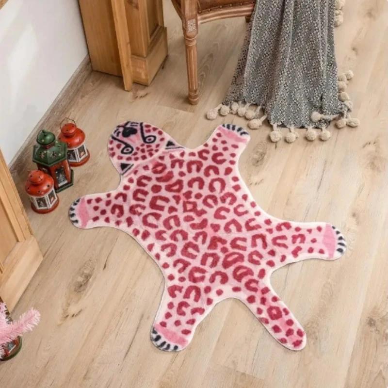 Cartoon Leopard Carpet For Cooling And Warmth, Home Decoration, Bedroom Plush Floor Mat, Living Room Rest Area Floor Mat