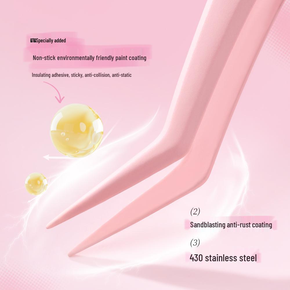 Gold Feather Anti-Stick Tweezers: Adhesive-Free False Lash Tool for Beginners & Pros