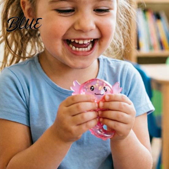 Kneifgefühl Spielzeug Glitzer Axolotl Langsam aufsteigend Knetbar Weich TPR Fidget für Transparenten Stressabbau Niedliche Salamanderförmige Dekompression