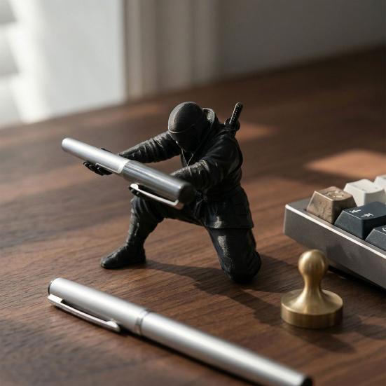 Ninja Pen Holder 3D Printed Samurai Pencil Stand Warrior Figurine Desktop Organizer for Office Desk Accessories Gag Gift for Men Coworkers