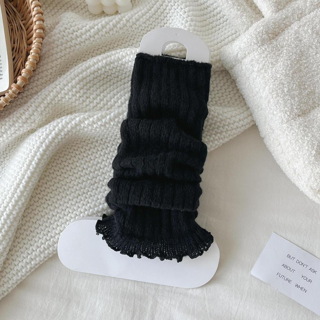 Autumn and Winter Knitted Leg Warmers In the Maillard Color Palette Y2k Vertical Striped Simple Wool Snow Boot Socks Jk Socks