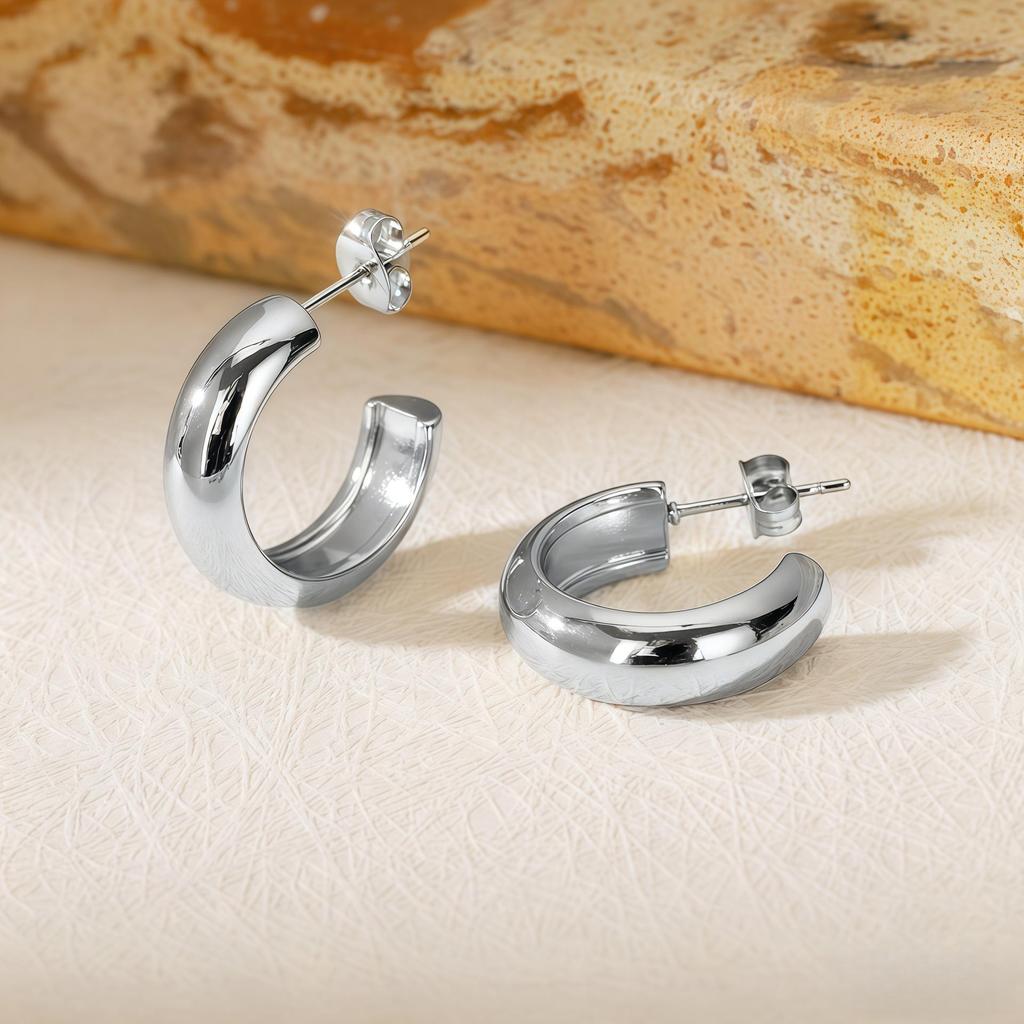 Titanium Steel Light Luxury Colorfast Hoop Earrings with High-End Feel