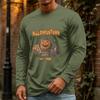 Men's Halloween Long Sleeve Neck Casual Pullover T-Shirt for Party and Holiday