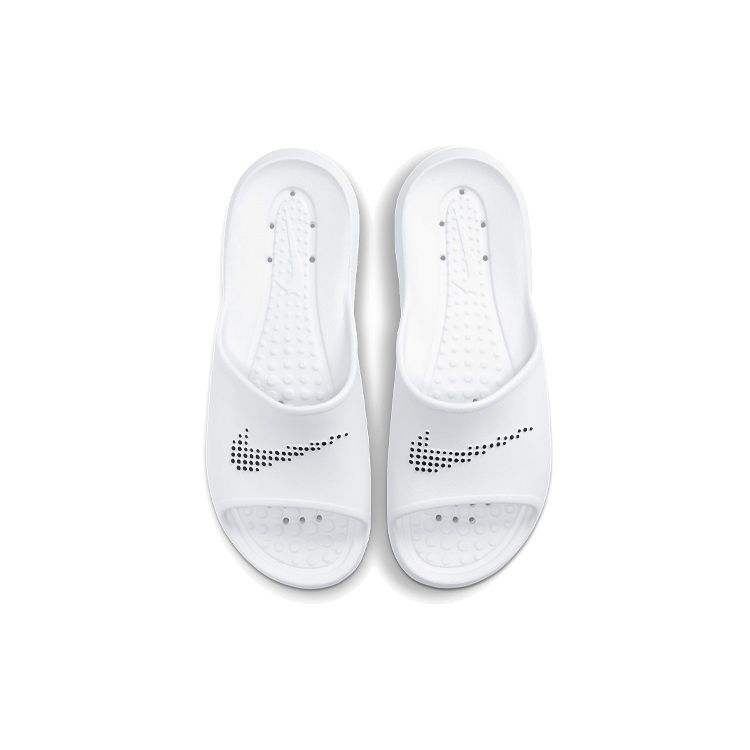 Nike Victori One Slide Polka Swoosh - Weiße Herren-Sneaker Schwarz CZ5478-100