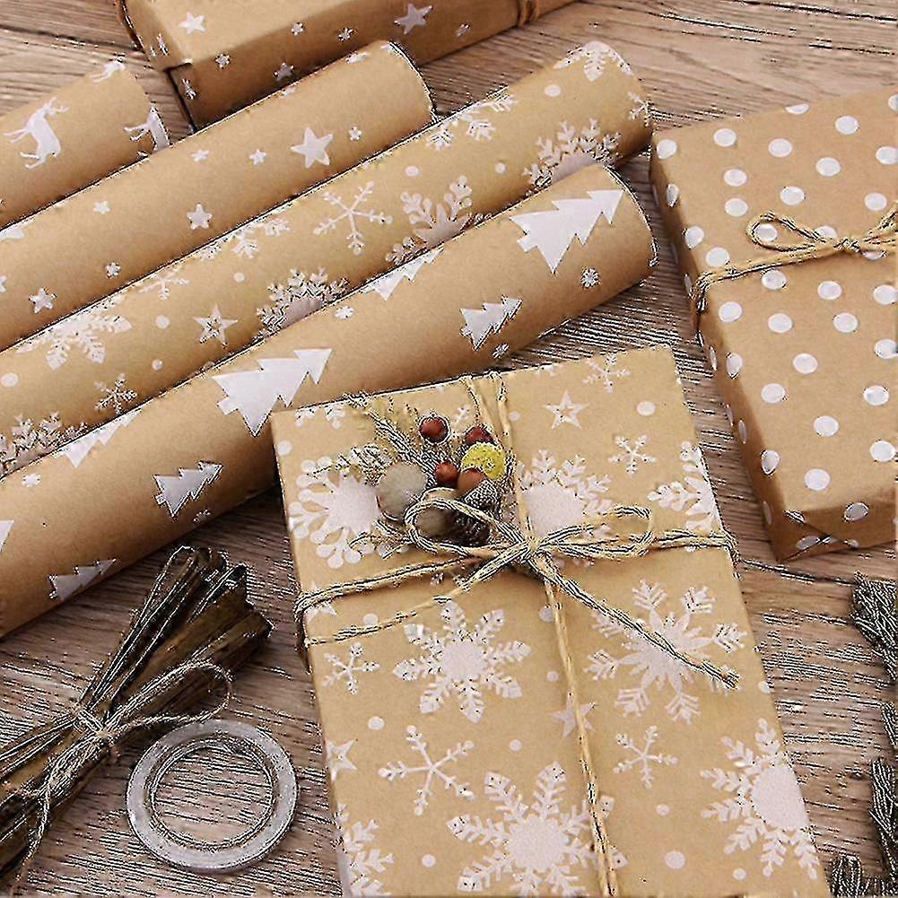 Christmas Birthday Party Wrapping Paper Sheets - 5 Papers Included