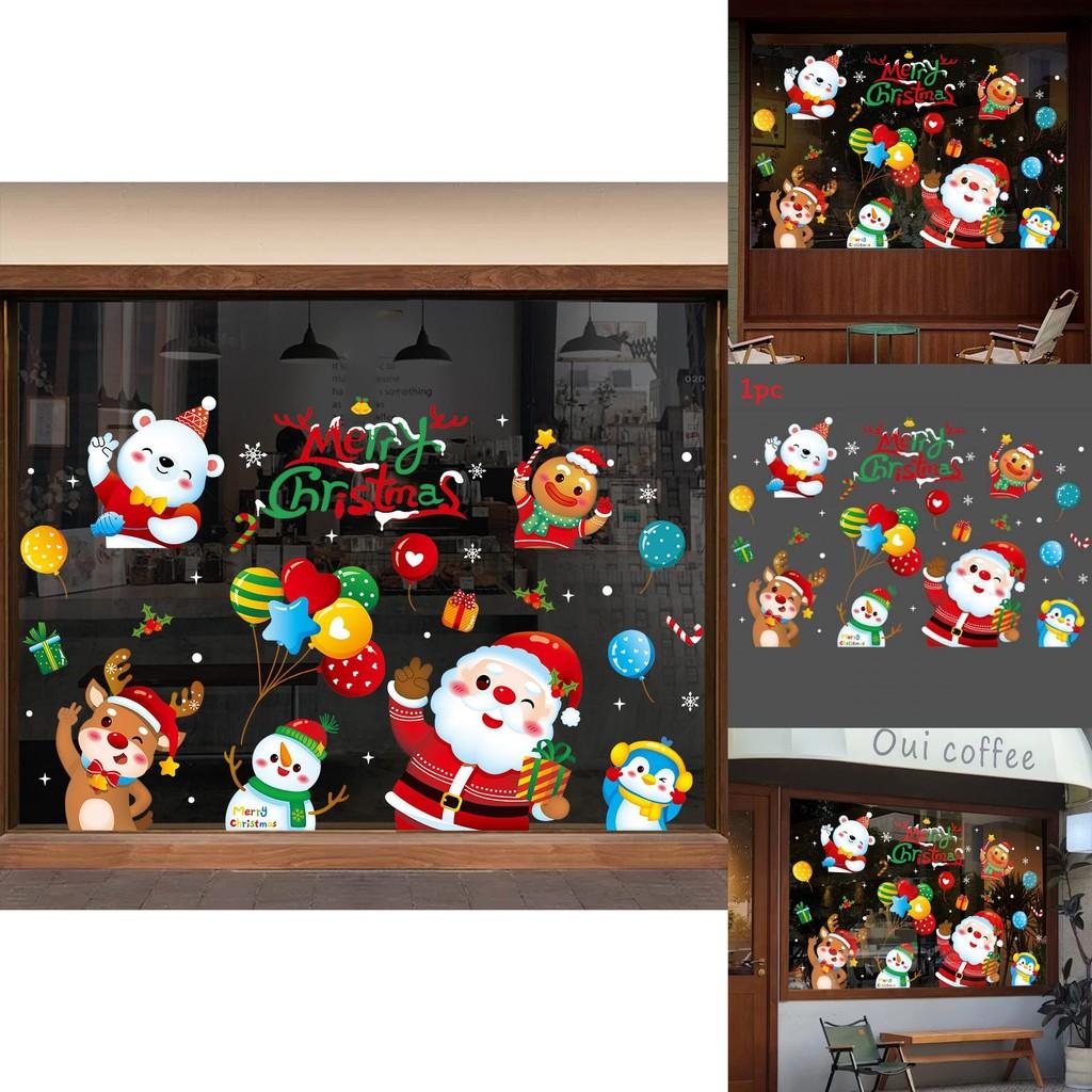 Pegatinas Estáticas Navideñas Con Diseño de Papá Noel Renos Muñeco de Nieve Para Puertas Y Ventanas