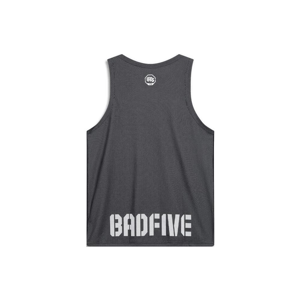 Li Ning Badfive Letter Print Sweat-Wicking Breathable Loose Basketball Jersey Men tops Black AAYT085-1