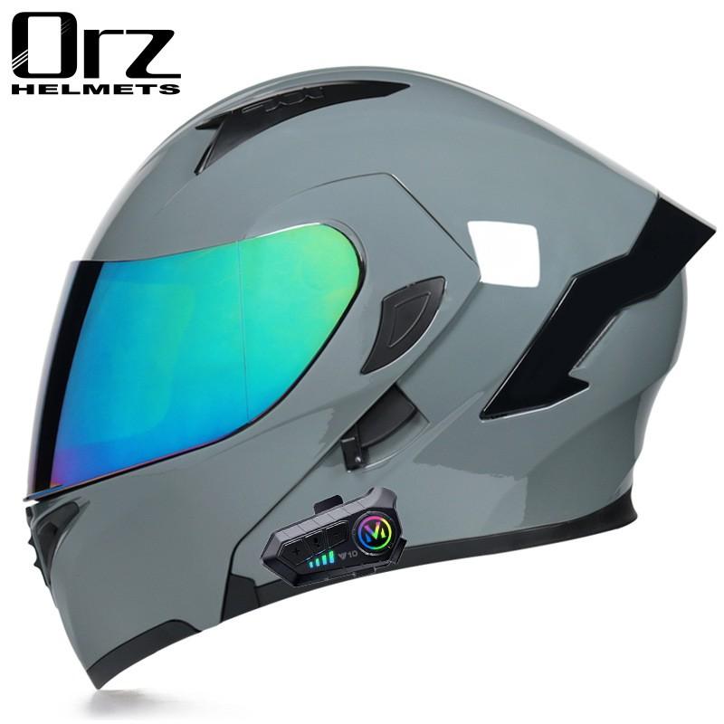Unisex Full Face Motorcycle Helmet With Bluetooth Headset Scooter Electric Bike Riders All Season Use