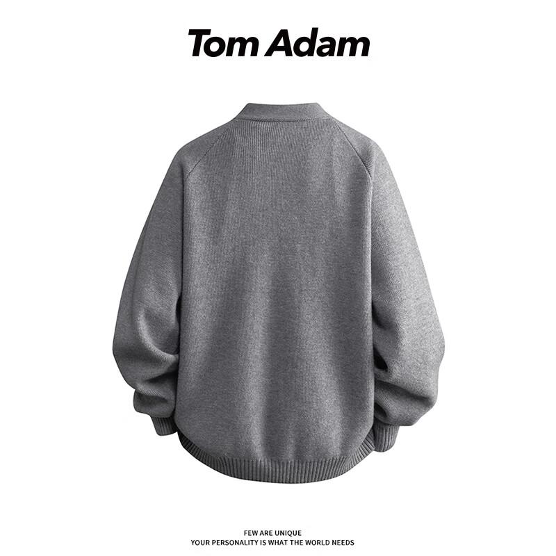 TOM ADAM Men's American Style Zipper Knit Cardigan