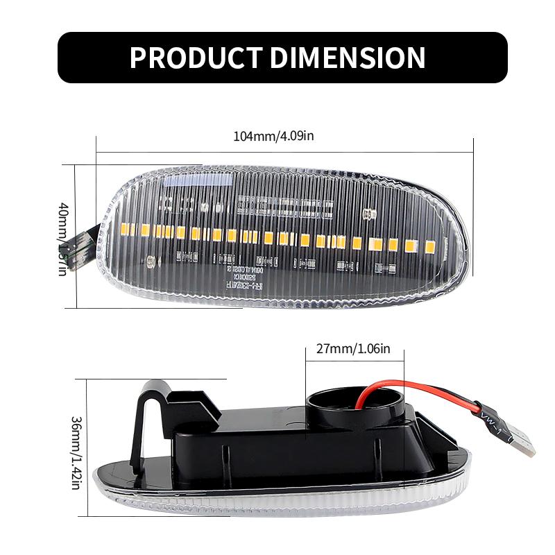 2pcs Dynamic LED Turn Signal Lamp For Subaru Impreza 1993-2001 Amber Turn Signal Lights DC12V T10-Plug OEM#:84401FA050 84401FA04