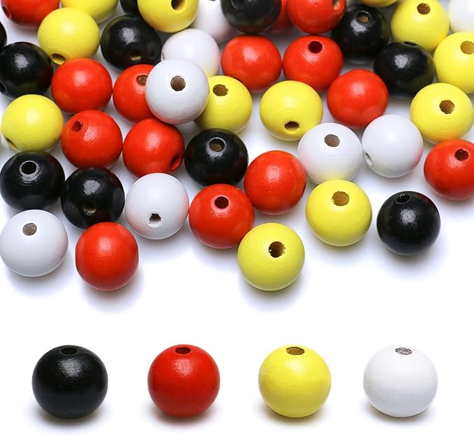 100 Beads 16mm Wooden Loose Spacer Beads for Crafts Making, Colorful Farmhouse Wooden Beads for Home Decor