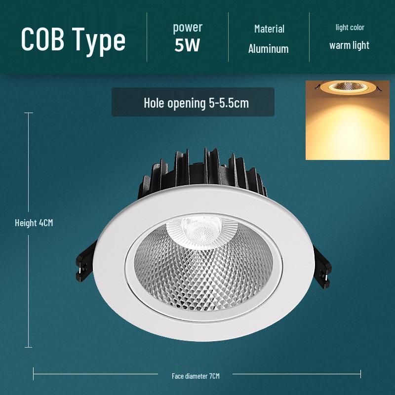 

Сверхяркий Маленький Встраиваемый Потолочный Светильник: 7 Регулируемый коммерческий даунлайт 5W Warm Light (Cutout 5-5.5cm)