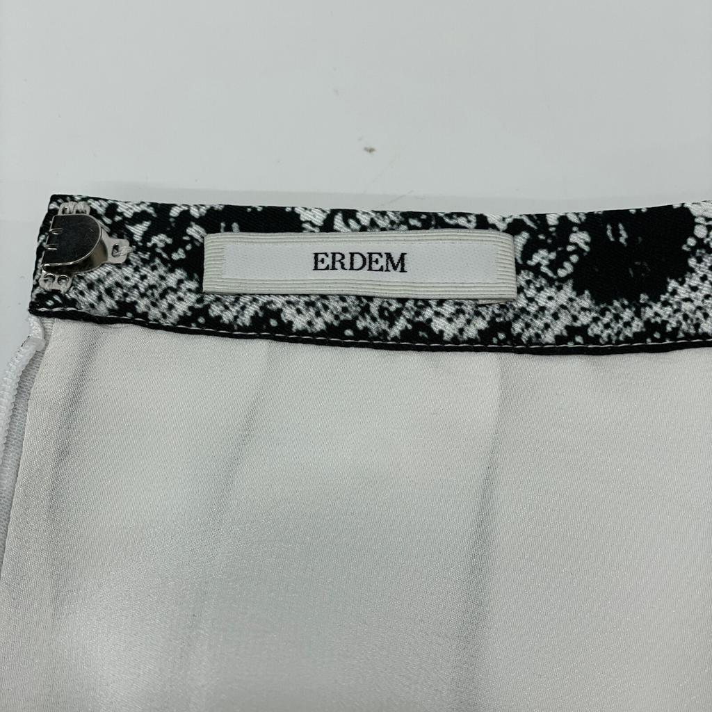 ERDEM 4647YLPT White x Black Lace Print Pleated Skirt skirt UK6 White / blackUsed