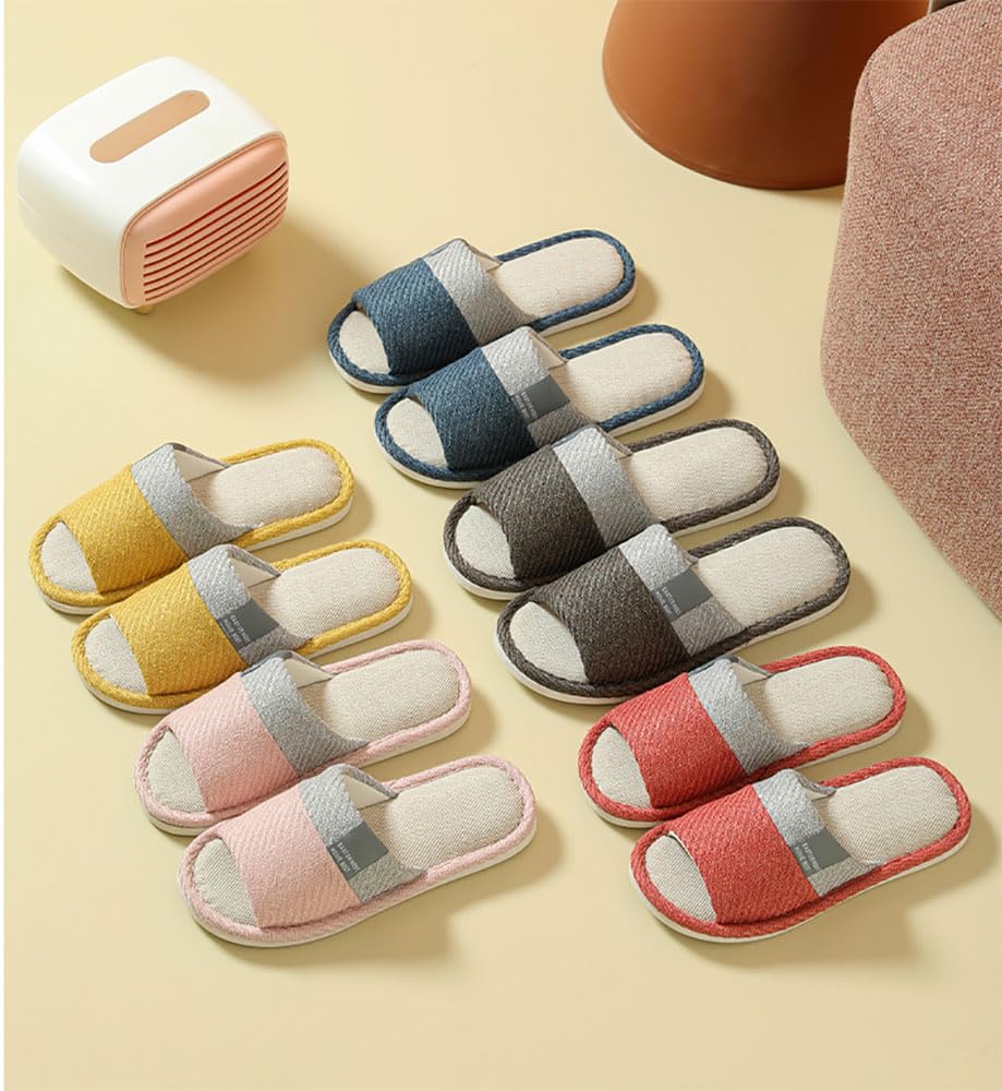 CHFUDUO Set of 2 and 2 Indoor Slippers for Stylish Cotton and Linen Solid Room Shoes Size Slippers, 4, Men's Women's, Guests, Washable, Slippers,