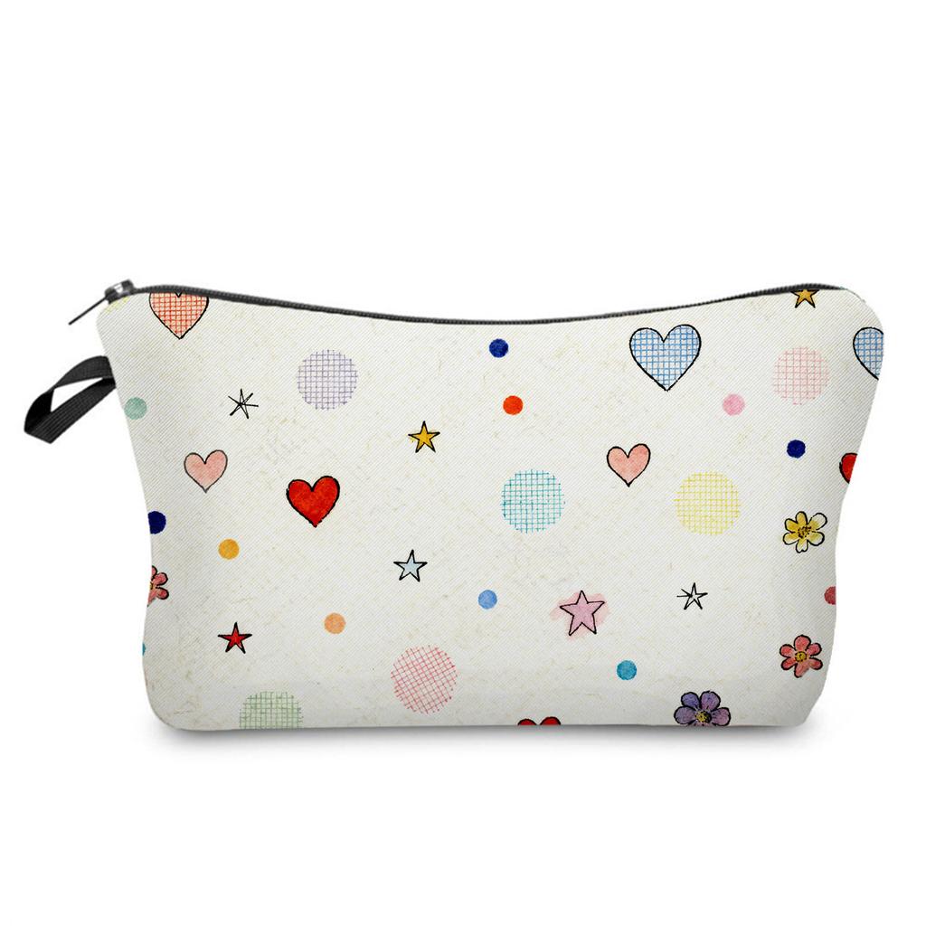 Color pattern printed cosmetic bag, nail polish lipstick storage bag, travel wash clutch bag