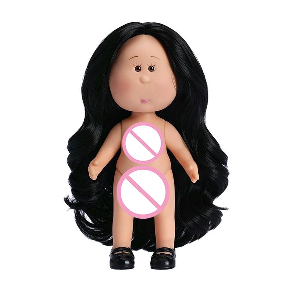 Girls Toy Curly Hair 14cm Bean Eye Vinyl Doll Dress Up Dark Skin Mia Potato Dolls Movable 14cm Action Figure Body Children Gift