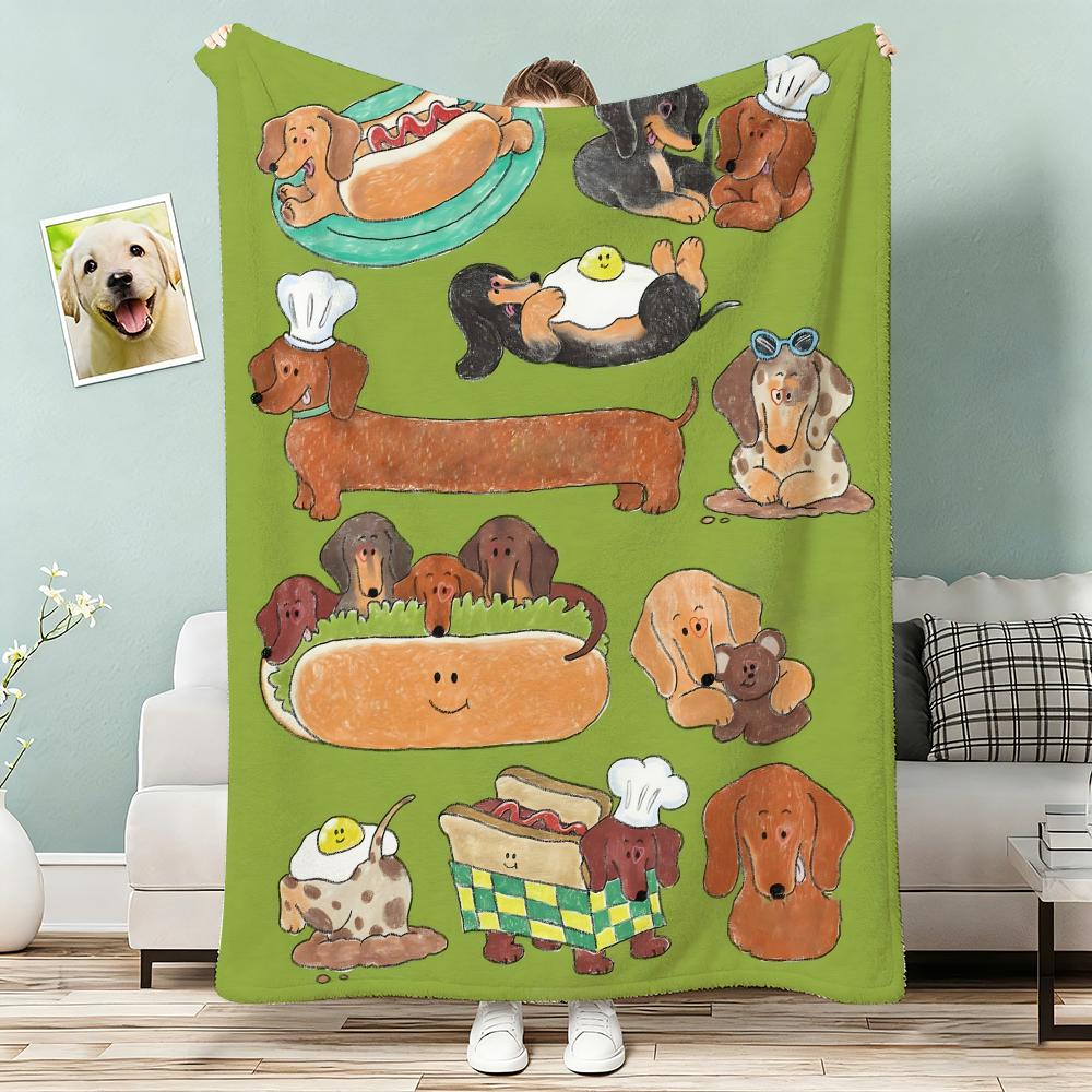 Cute Dachshund Throw Lightweight 240G Flannel Blanket Soft Skin-Friendly For Summer Cooling