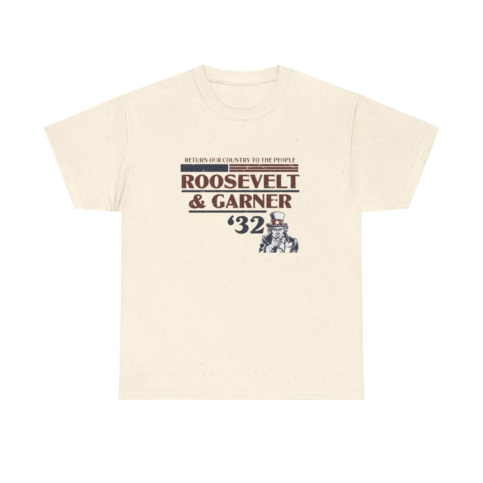 

Franklin D. Roosevelt & Garner 32 Printed T shirt Vintage History Collectible S