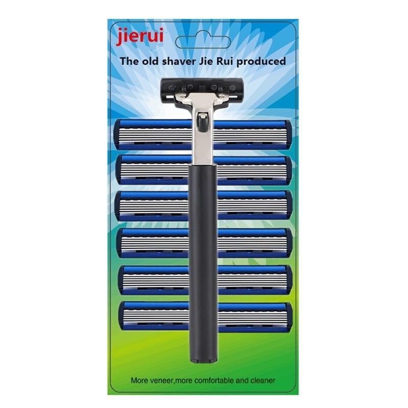 12-Blade Manual Razor For Men Six-Layer Replaceable Heads Old-Style Stainless Steel Blades Do Not Hurt The Skin Easy To Carry
