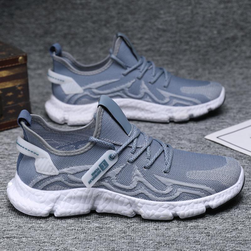 

Men s fly-woven mesh sneakers one-pedal walking shoes trendy versatile casual breathable soft-soled running shoes 44 сірий колір