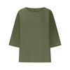 Women's Fashion Solid Color Casual T-Shirt Seven Sleeve Round Neck Cotton Top