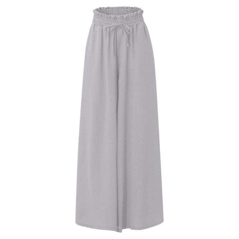 Dámské jednobarevné kalhoty Elastický pás Široké nohavice Vysoký Pas Dlouhé Culottes