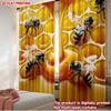 Bienenwaben-Vorhänge Realistische Bienen Goldener tropfender Honig Küchen-Wohnzimmer-Dekor Set von 2 Hergestellt Polyester