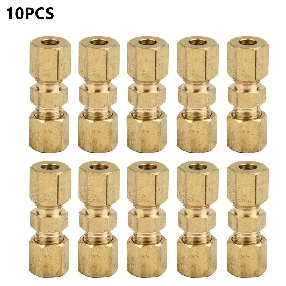 4/10Pcs Brake Lines Pipe Brass Connectors For Brake Line Without Flare 4.75mm 3/16" Fitts Straight Reducer Compressions Kits