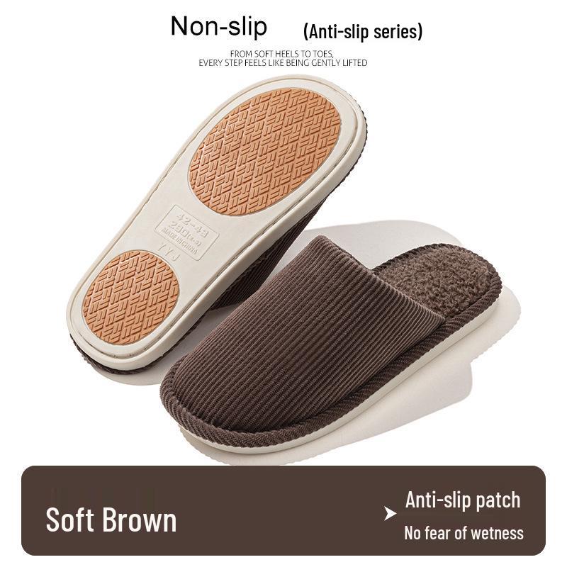 Women's & Men's Anti-slip Plush Slippers - Silent and Warm Cotton for Elderly, Autumn/Winter Indoor Use, 2025 Collection.