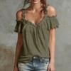 Blusa da Donna a Spalle Scoperte con Maniche a Volant Vestibilità Larga Top Estivo Pullover Casual Leggero per Uso Quotidiano