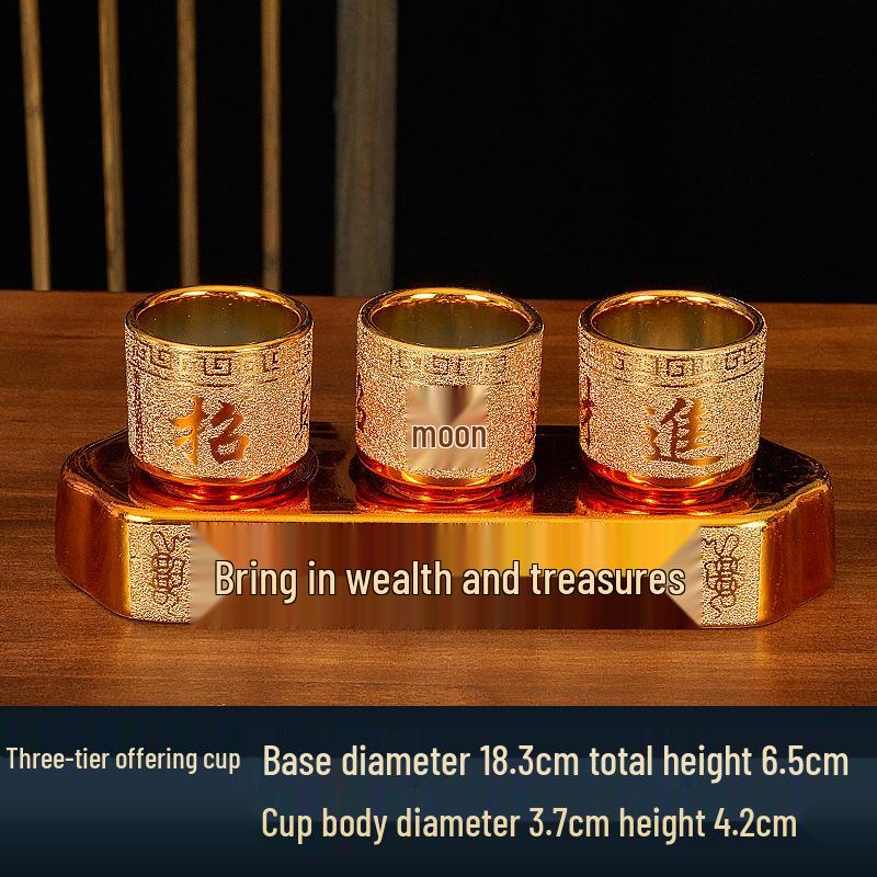 Buddhist Household Ceramic Offering Set: Incense Burner, Water Cup, Fruit Plate, Vase