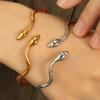 High-End Stainless Steel Spirit Snake Design Open Bracelet for Girls