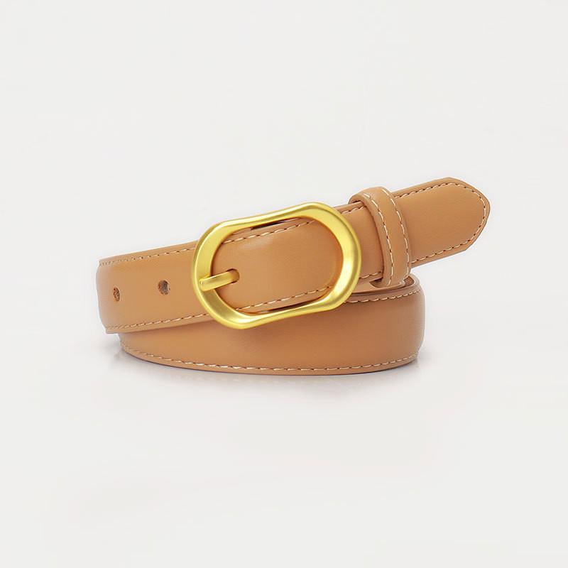 Ladies Vintage Leather Belt With Metal Pin Closure For Chic Summer Outfits