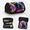 1pc a Quirky Fluorescent Cat Design Double-Layer Pencil Case with a Large Capacity Zipper Closure, Perfect for School, Office, And Travel. A Great Gif