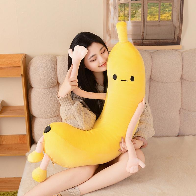 80/100Cm Humanoid Plush Banana Eggplant Toy Stuffed Fruit Plushie Sleeping Companion Present