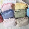 Cute High-Value Makeup Bag Case Fresh Grid Lace Pencil Case Portable Large Capacity Toiletry Cosmetic Bag Student Storage Pouch